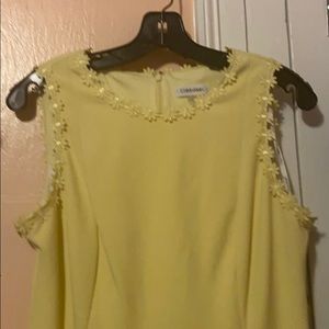 CalvinKlein Sleeveless Yellow daisy trim dress s10